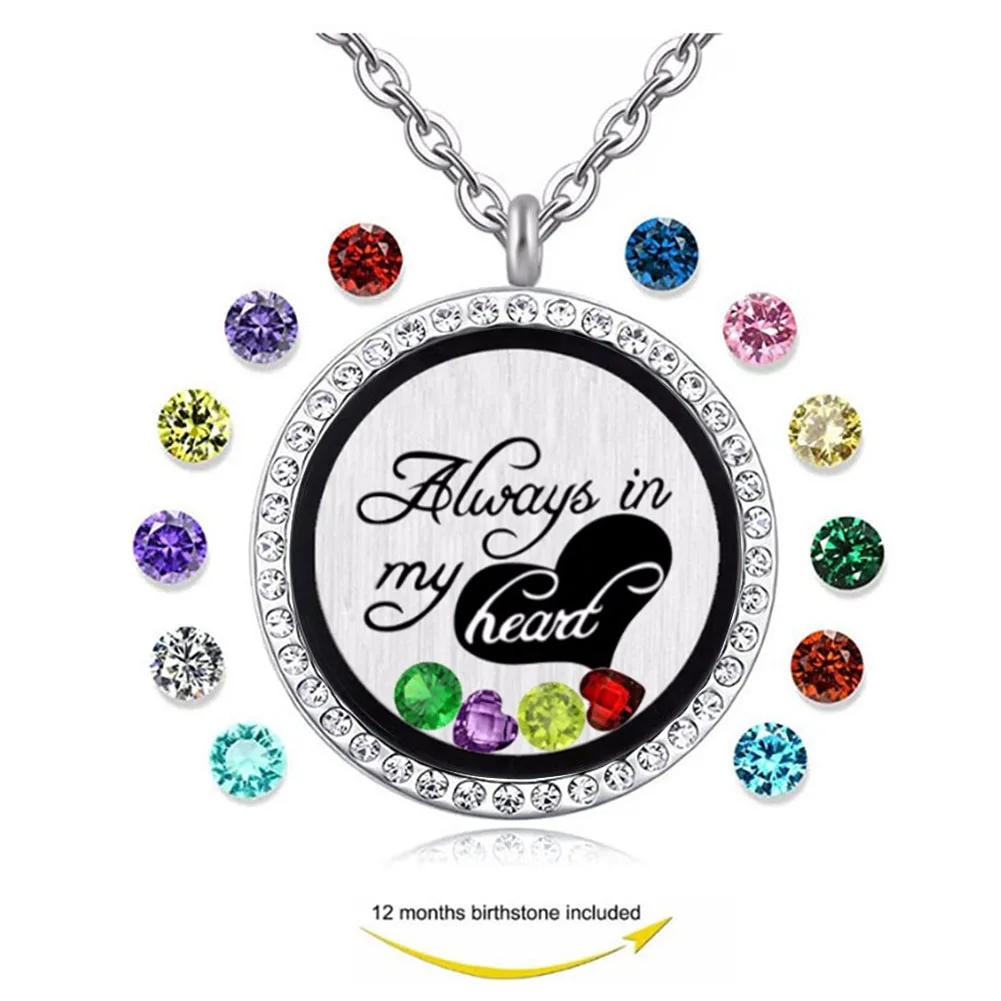 Всегда в моем сердце плавающая Жилая память медальон кулон ожерелье с