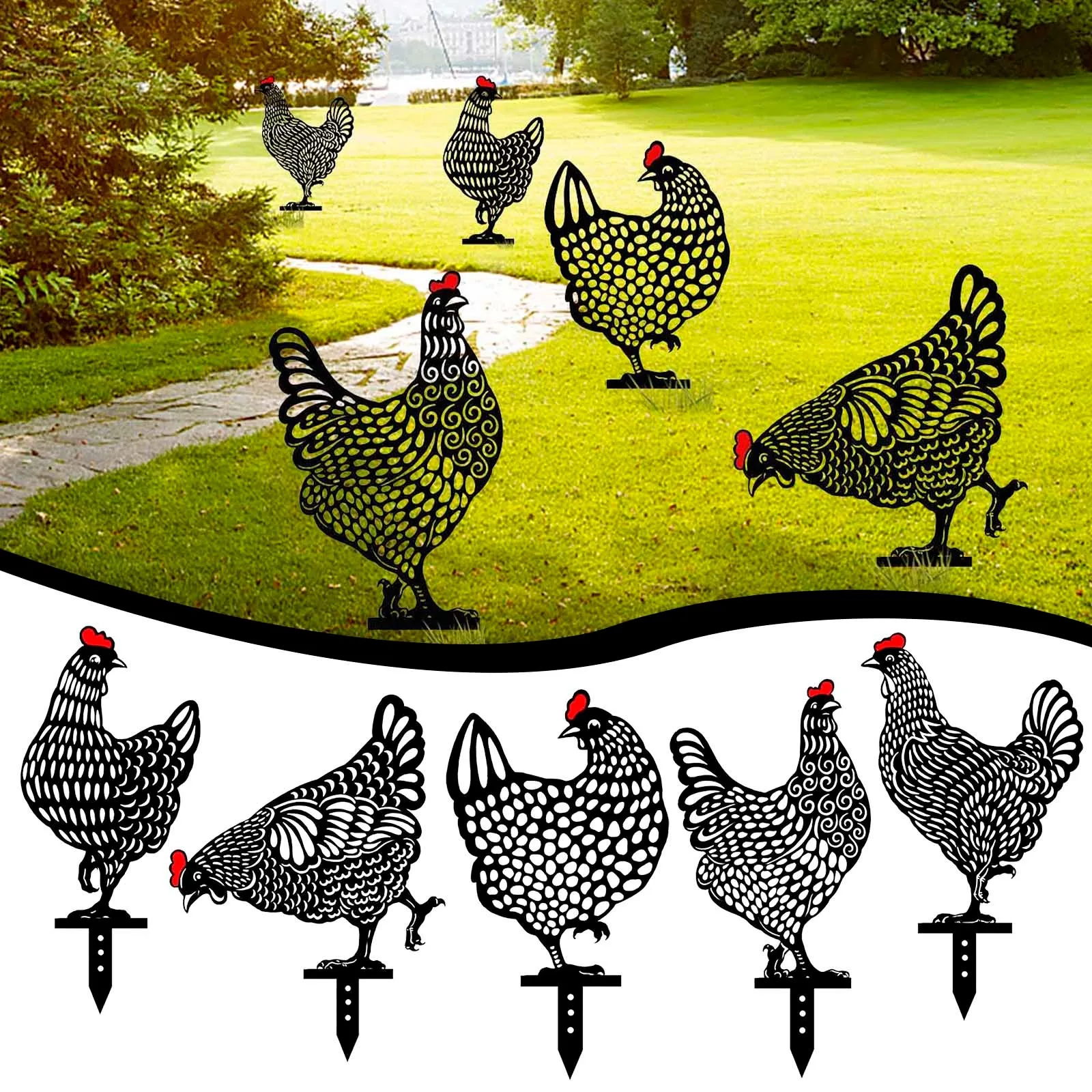 

Garden Ornaments Chicken Yard Art Garden Statues Backyard Lawn Stakes Plastic Duck Hen Yard Decor Gift Garden Decoration Outdoor