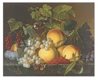 grapes peaches fruit still life clear picture cross stitch kits top quality counted 14ct unprinted embroidered handmade decor