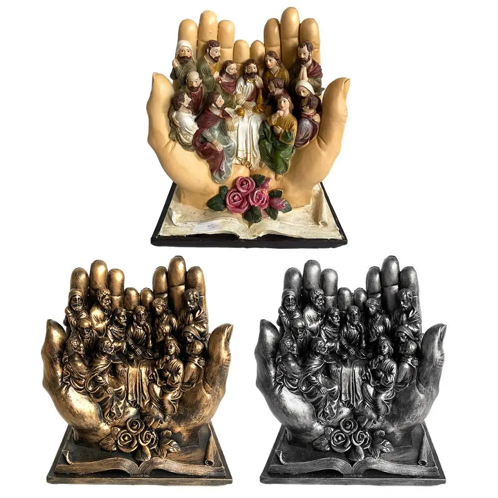 Estatua de resina para decoraci&oacute;n religiosa, ornamento de escritorio para el hogar, dormitorio, 3 colores-1