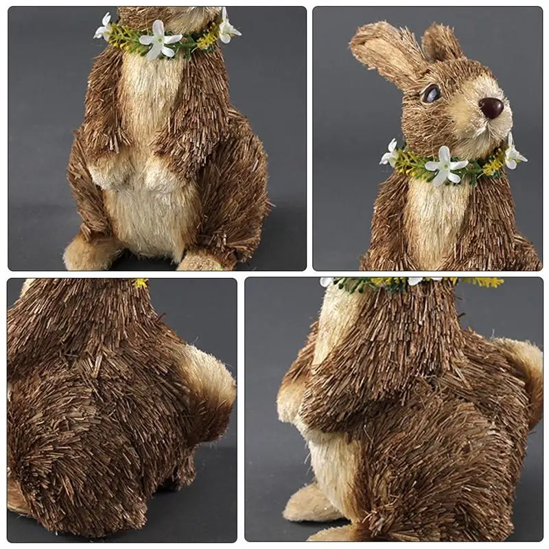 

1PC Easter Wreath Small Bunny Decor Easter Woven Rabbit Garland Bunny Furniture Decor Straw Woven Easter Rabbit Decoration