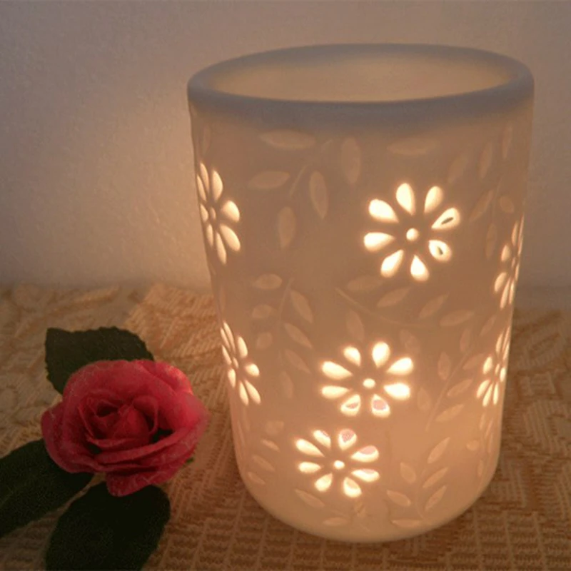 

Night Light Electric Melts Warmer Lamp,Ceramic Hollow Craft, Oil Burner Aromatherapy Fragrance Lamp,Home Decor EU Plug