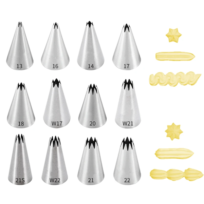 

Stainless Steel Cake Cream Nozzles Fondant Pastry Icing Piping Tips Squeezer Baking Decorating Mouth Tools Kitchen Accessories