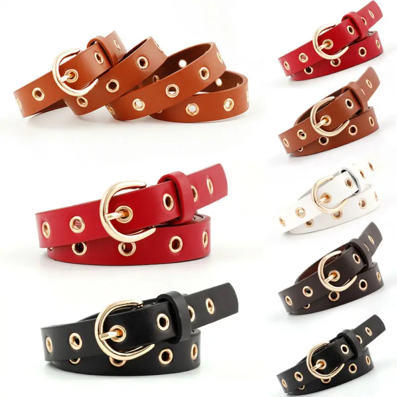 Ремень женский кожаный с металлической пряжкой 110 см | Аксессуары для одежды