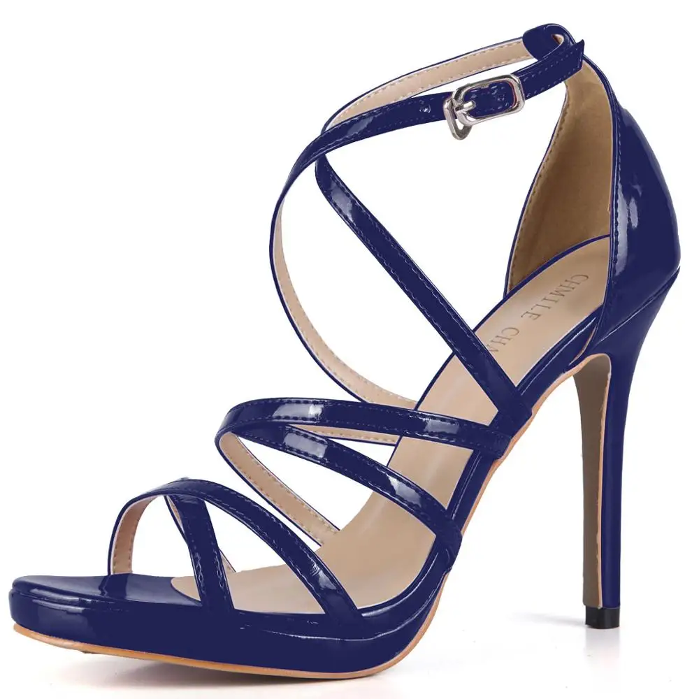 Пикантные лакированные вечерние открытые туфли на шпильках Ремешок щиколотке в