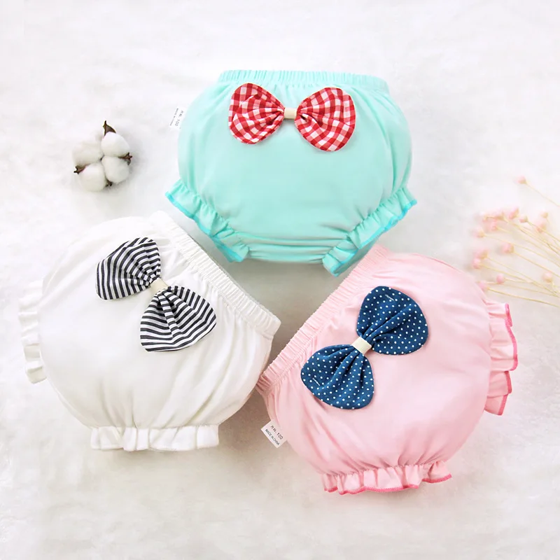 Детское нижнее белье хлопковые однотонные детские трусики милый большой бант