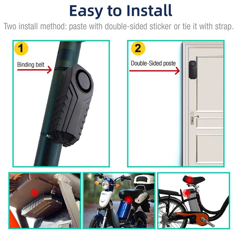 

113dB Wireless Bicycle Anti-theft Alarm Waterproof Remote Control Alarm Sensor