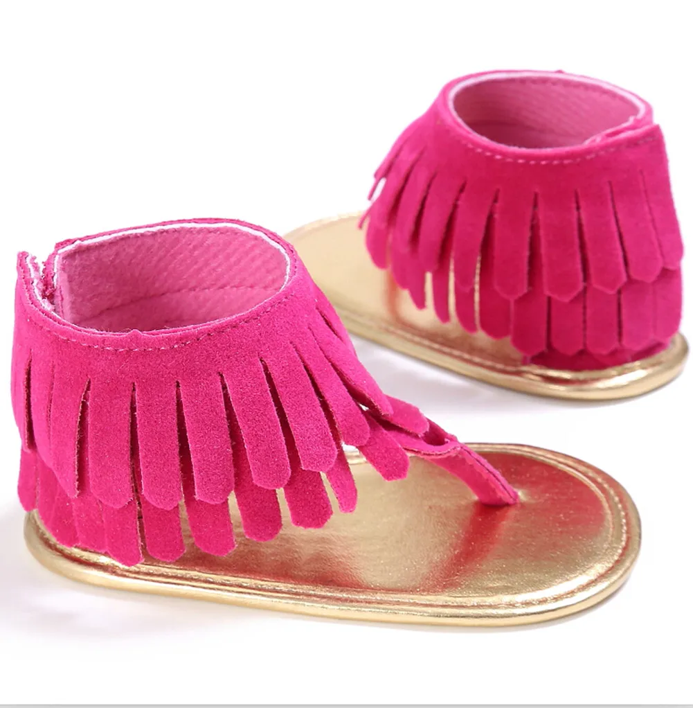 

Baby Shoes Baby Girls Kids Sandals Tassel Anti-Slip Crib Shoes Soft Sole Prewalkers Candy Color
