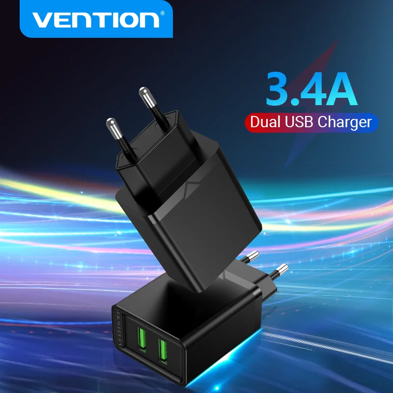 Зарядное устройство Vention с двумя USB-портами, макс. 3,0 А