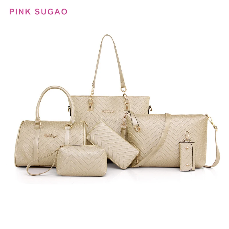 

Роскошные женские сумки розового цвета Sugao, дизайнерская композитная сумка из 6 предметов, сумка-тоут, женская сумка через плечо, кошельки и сумки через плечо