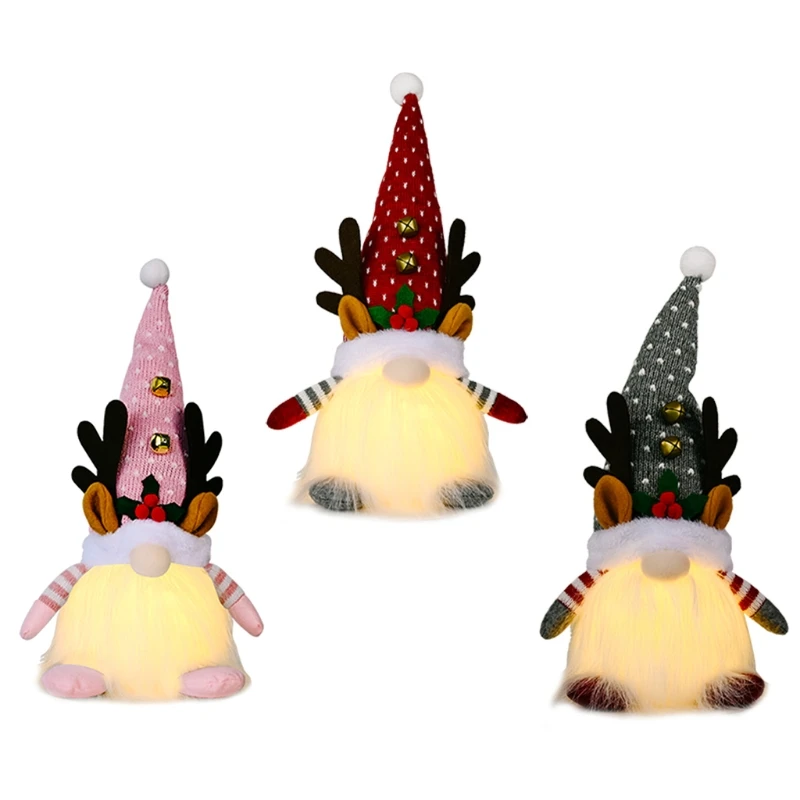 

Рождественские украшения Gnome со светодиодный светильник кой, плюшевые гномы Tomte ручной работы, украшения для стола в скандинавском стиле с и...