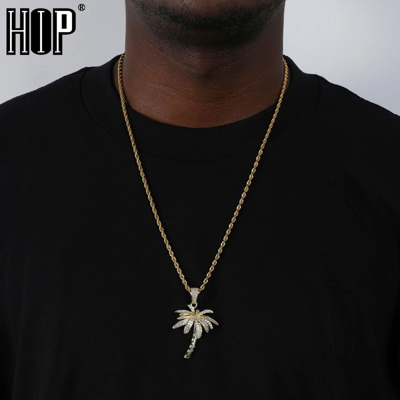 Ожерелье с кулоном в виде пальмы для мужчин и женщин украшение стиле хип-хоп
