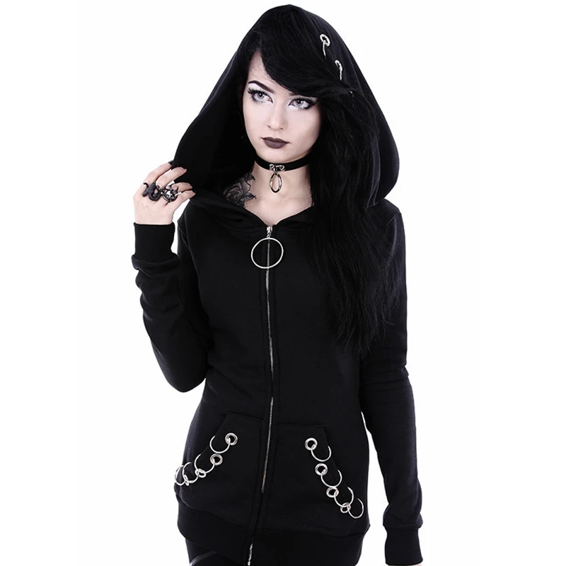 Женская модная Толстовка в готическом стиле панк куртка пальто кардиганы костюм