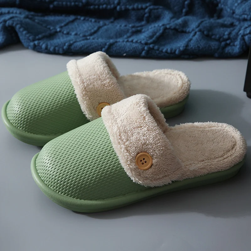 

Winter Warm Couple Home Slippers Light EVA Waterproof Women Shoes Wear-Resistant Antiskid Indoor Slippers for Men Female 2021