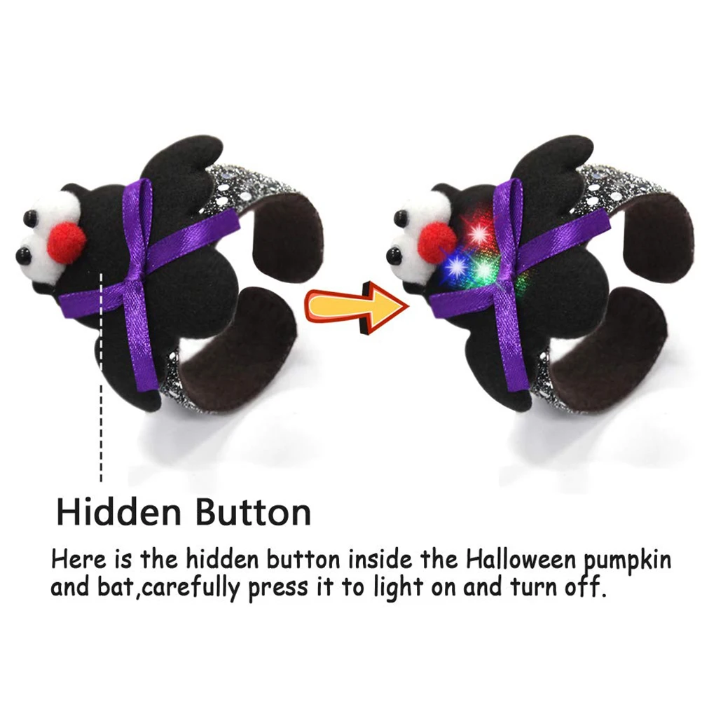 4 шт браслеты на Хэллоуин сверкающими пайетками тыквы летучей мыши СЛЭП