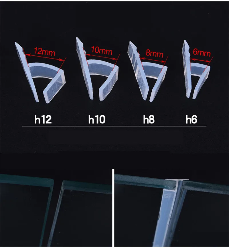Transparent H F U Corner Type Glass Door Windows Silicone Seal Strip Balcony Bathroom Office Soundproof Insulation Weather Strip