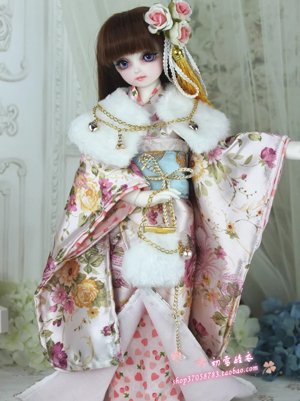 1/4 1/3 BJD Accessories doll clothing Japanese Kimono yukata+handbag+scarf set for BJD/SD,not include doll,shoes,wig and other