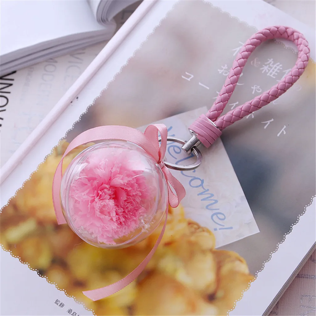 Вечный цветок Роза брелок автомобиля повесить кожаный для ключей дня рождения