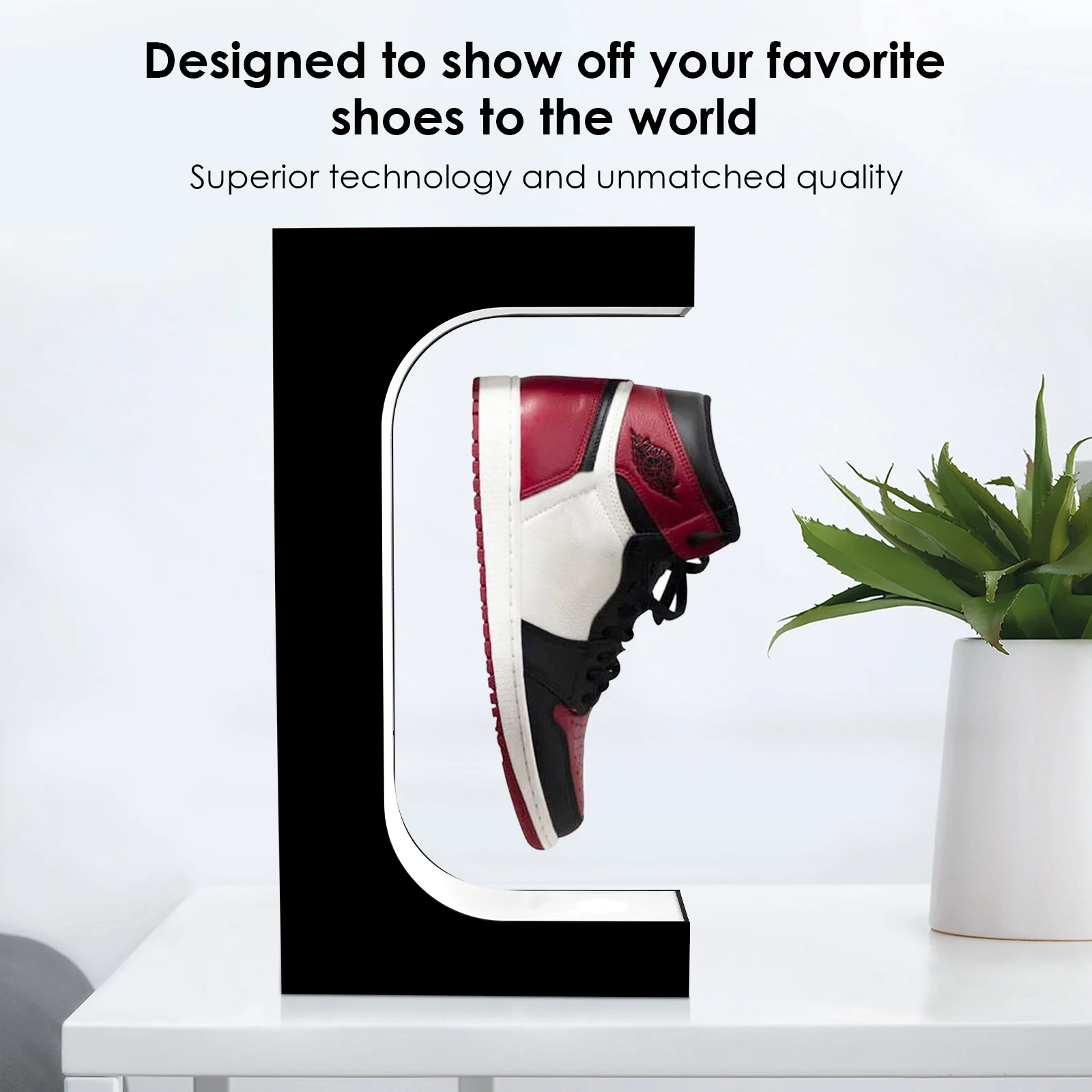 

Fashion Levitating Magnetic Floating Shoes Display Stand And Shop Display For Shoes Fancy Sever Shoes Display With Led Lighting