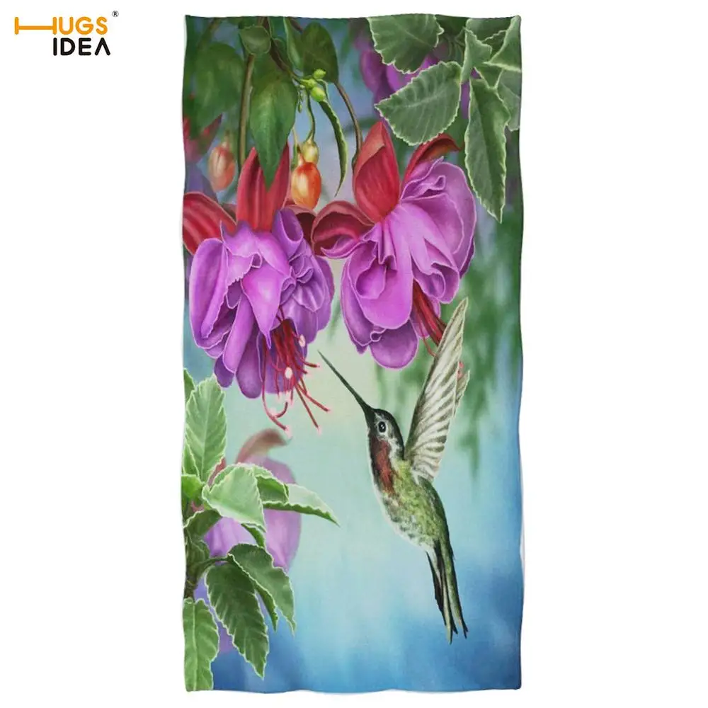 HUGSIDEA красивые цветы с колибри пляжные Полотенца впитывающее полотенце для