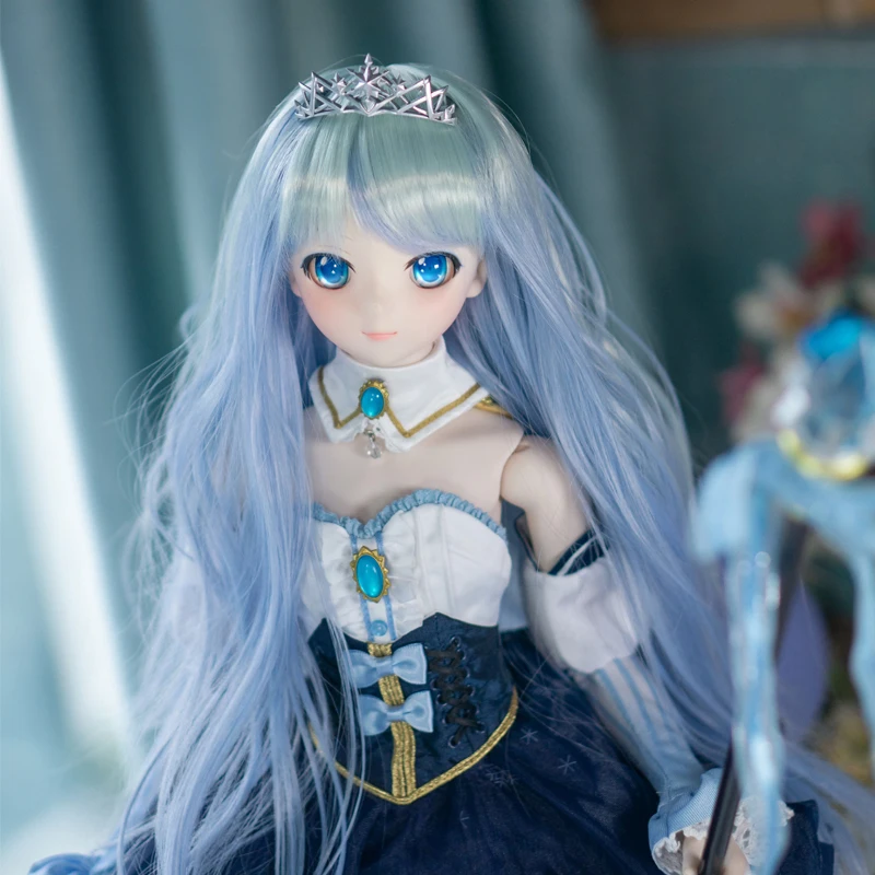 Длинные кудри синего цвета с градиентом парик для кукол 1/3 BJD SD MDD 60 см куклы сделай