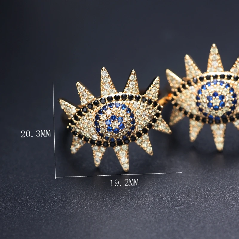 

Luxury lucky Turkish Evil eye Rings for women Micro Pave Full Cubic Zirconia Gold color Blue Evil Eye Punk finger rings Jewelry