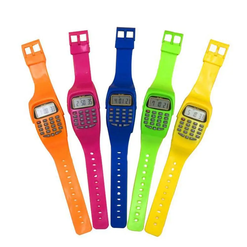 Детский калькулятор со светодиодными часами функция школьная Дата/время Детская
