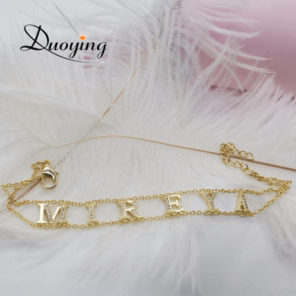 Duoying индивидуальный циркониевый цвет Индивидуальные ювелирные изделия инициалы