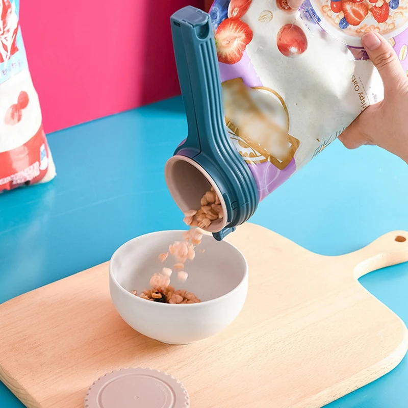 Paquete de 4 Clips para bolsas con boquilla para alimentos, Clips de sellado de patatas fritas, Clip para organizaci&oacute;n de paquetes y bolsas con tapa-3