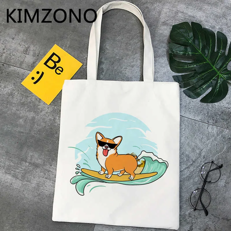 

Corgi shopping bag grocery eco handbag shopper bolso bag jute woven shoping custom