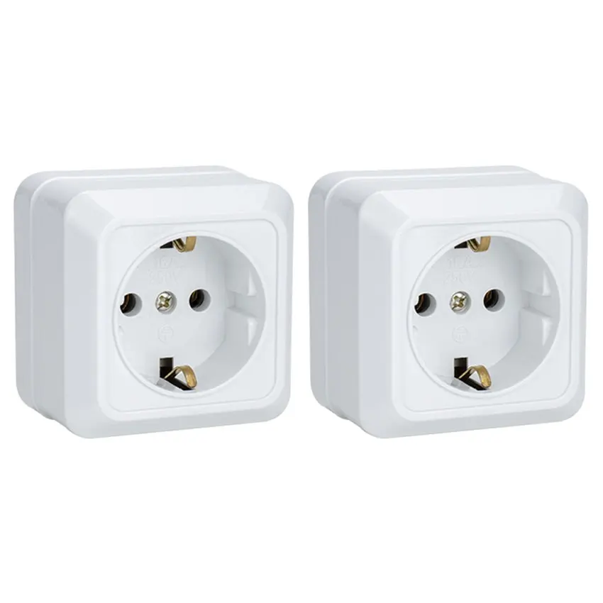 Настенная розетка с креплением на стену макс. 250 В переменного тока 16 А упаковка 2