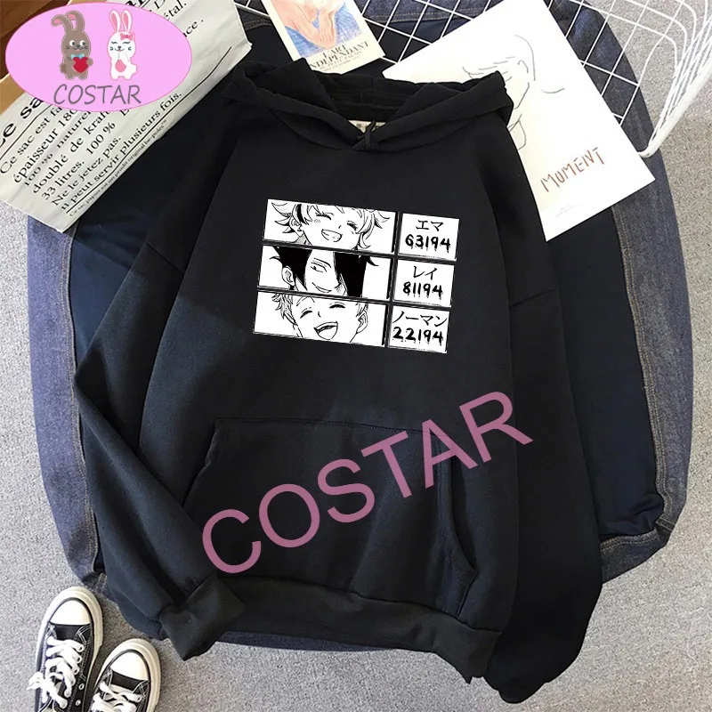 

COSTAR Anime the promised neverland Emma Norman Ray Fashion Hoodies Pullover Harajuku Hooded Sweatershirt Unisex