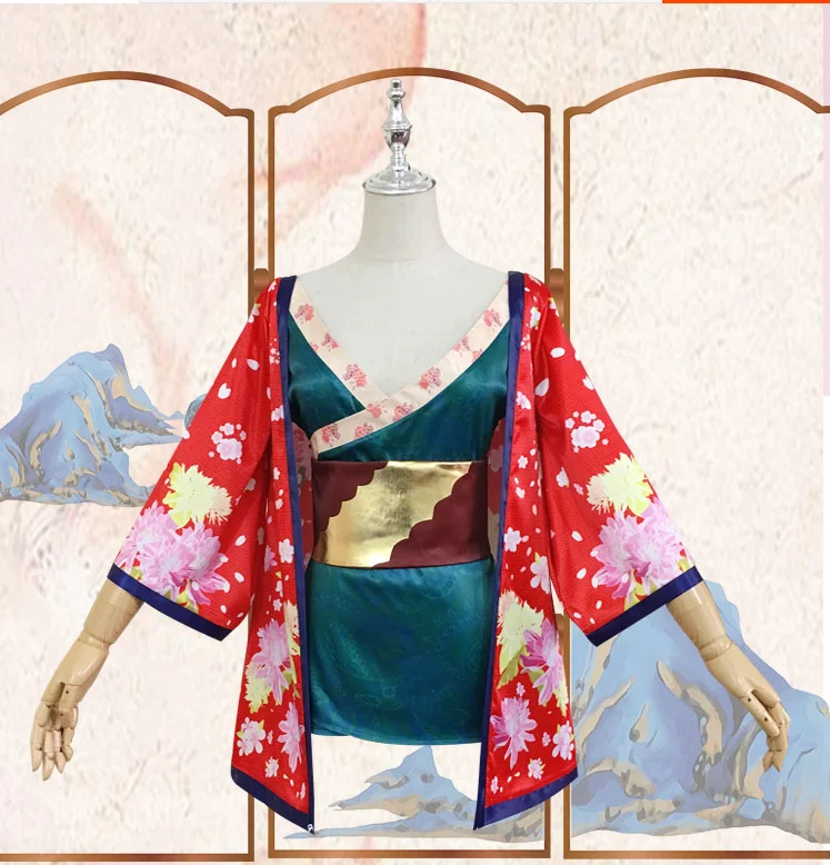 Женский костюм-кимоно в стиле аниме с героями мультфильмов