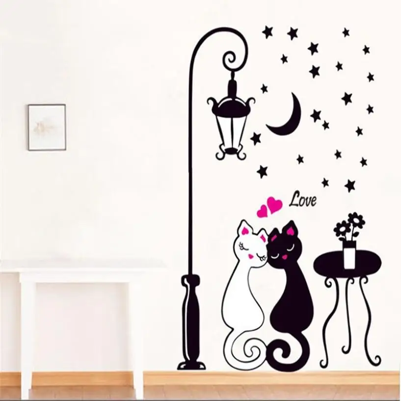 Креативная милая пара мультяшная Наклейка на стену для гостиной спальни сделай сам наклейки домашнего