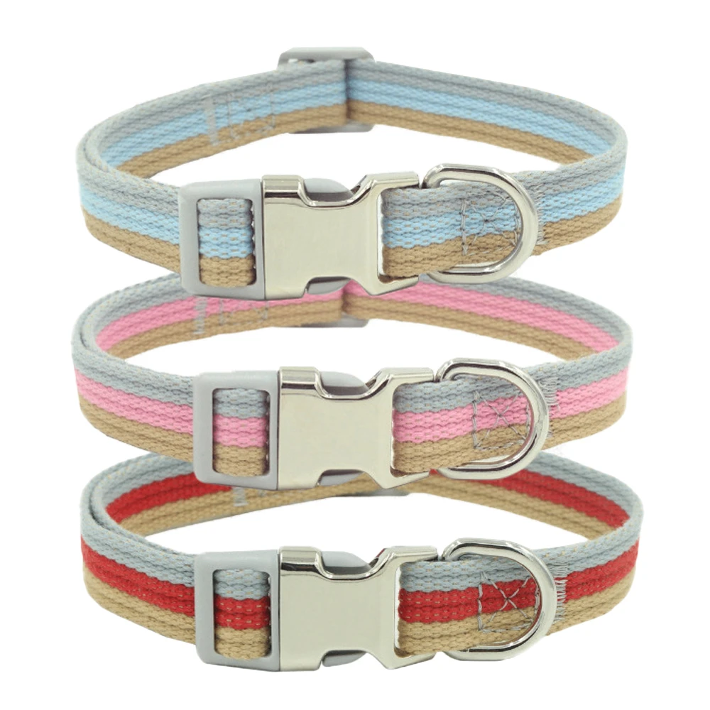 Ошейник для собак и кошек толстый холщовый регулируемый поводок щенков