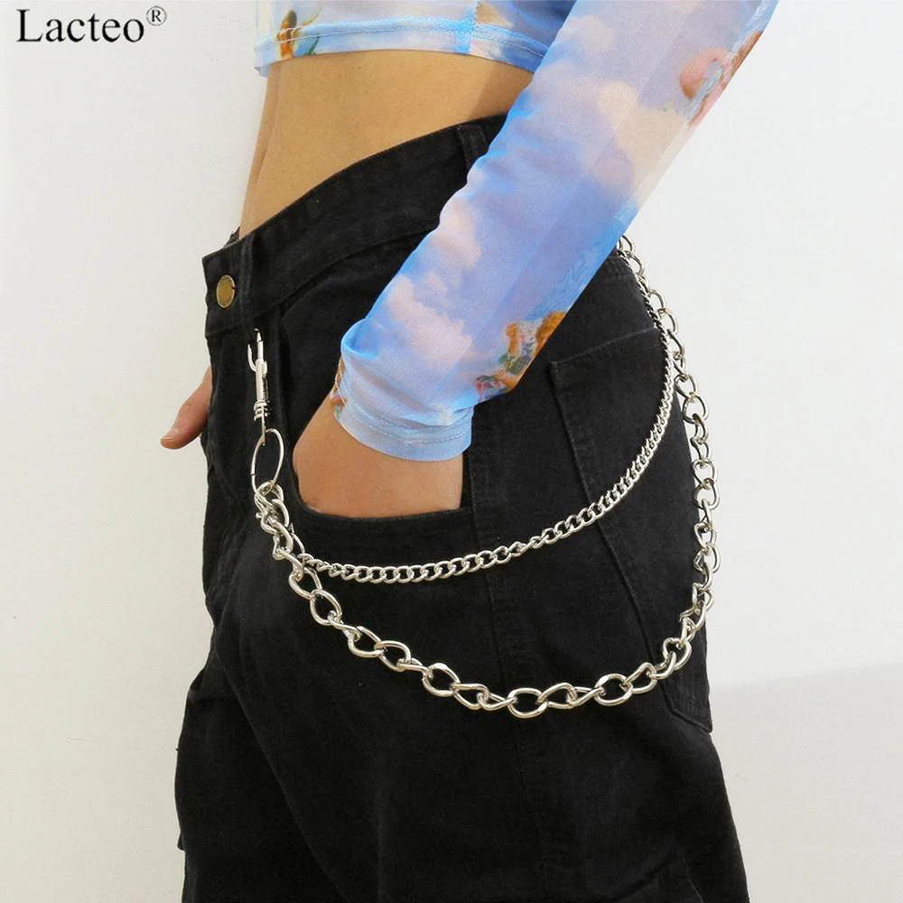 

Lacteo Dark Gothic Double Layered Key Chains Street Punk Pants Chain Jeans Long Metal Clothing Accessories Jewelry Fashion