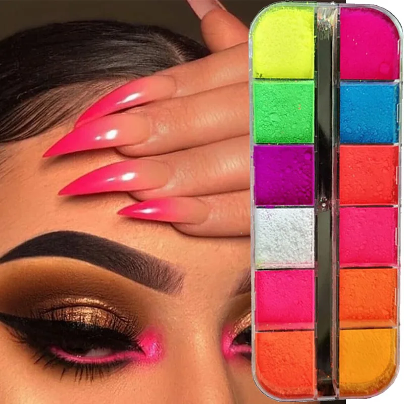 Палетка флуоресцентных теней для макияжа 1 шт. желтые красные неоновые тени век