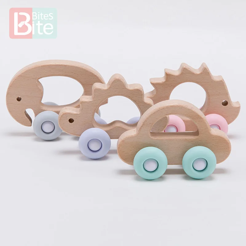 1pc Baby Wooden Teether Animal Car Beech Teething Crib Stroller Toy BPA Free Wood Elephant Accessories Children Good | Мать и ребенок