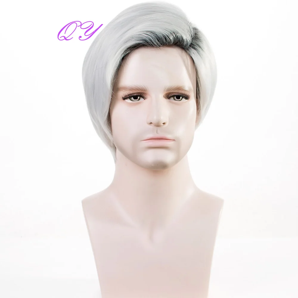 Синтетические мужские парики натуральные короткие прямые черные Омбре