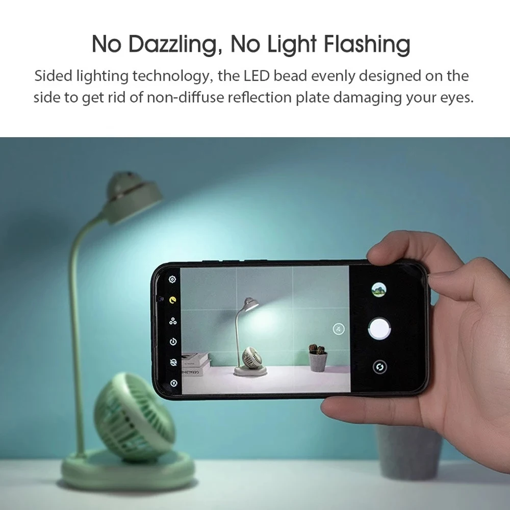 

Multifunctional Desk Lamp Fan Adjustable Eye Care LED Table Lamp 3 Modes 2000mAh USB Rechargeable Fan for School Home Office