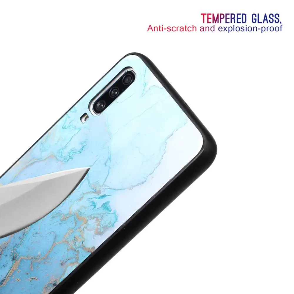 phone Case For Samsung Galaxy A70 Marble Tempered Glass Back Cover for A50 A30 A20 A10 A6 A8 A9 A7 plus 2018 |