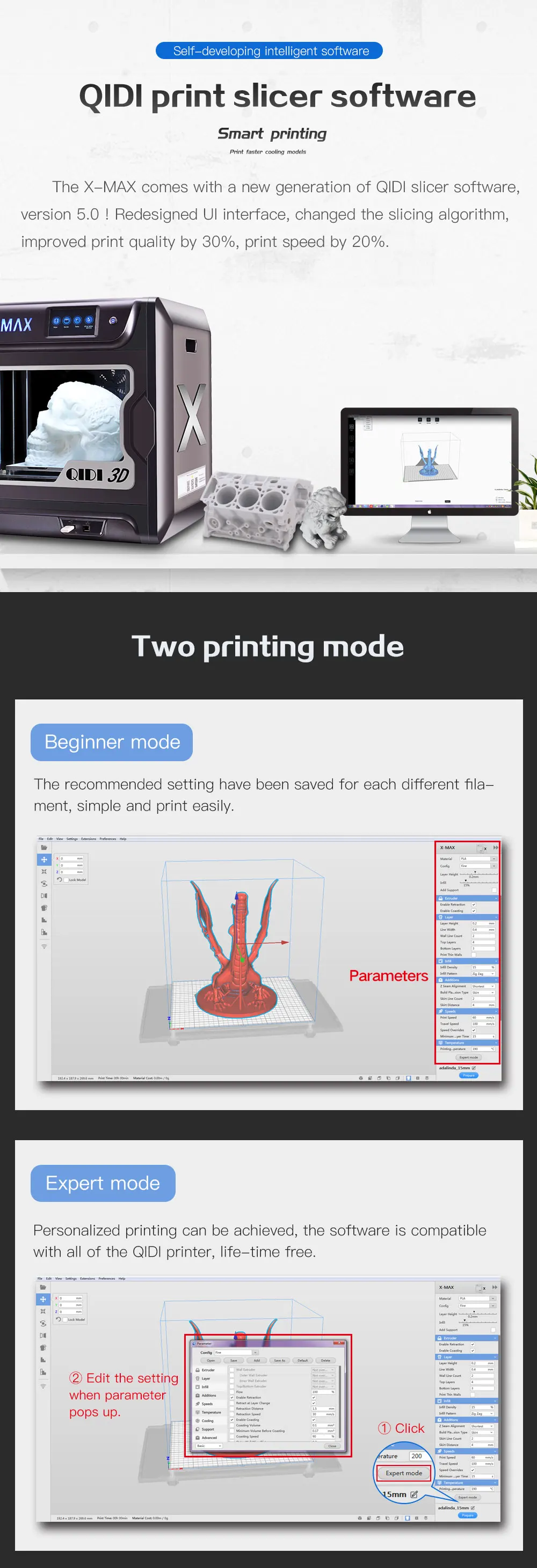 QIDI TECH X-MAX 3d принтер с высокой температурой экструдер