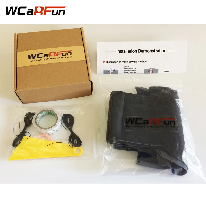 WCaRFun черный кожаный прошитый вручную чехол рулевого колеса автомобиля для Chevrolet
