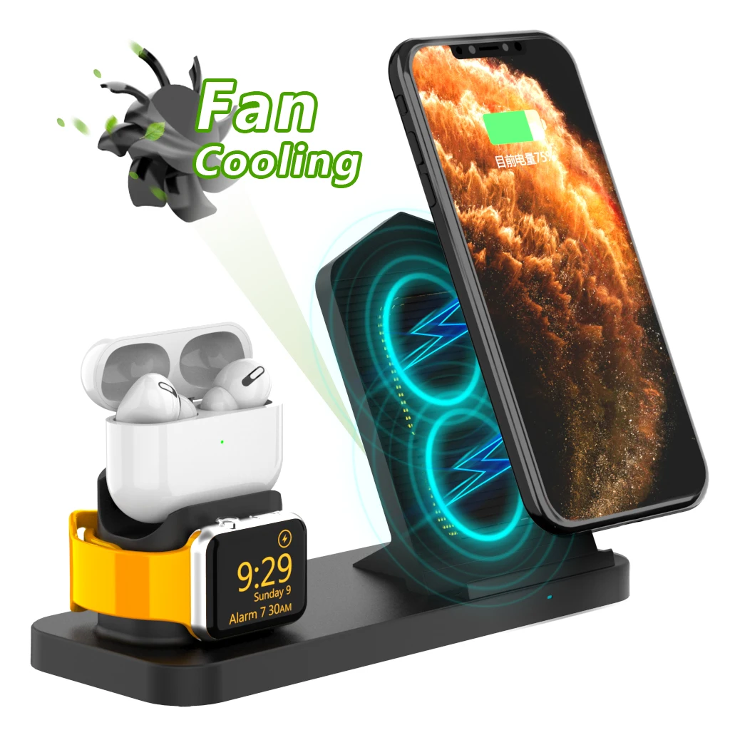 Беспроводное зарядное устройство 3 в 1 Qi для Apple iPhone док станция быстрой зарядки