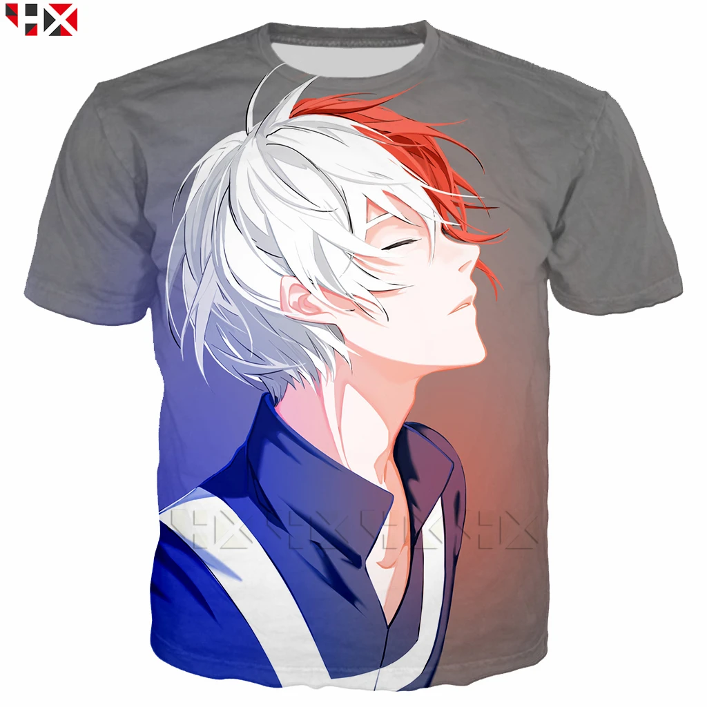 Летняя мужская футболка с 3D принтом моя геройская академия повседневная и