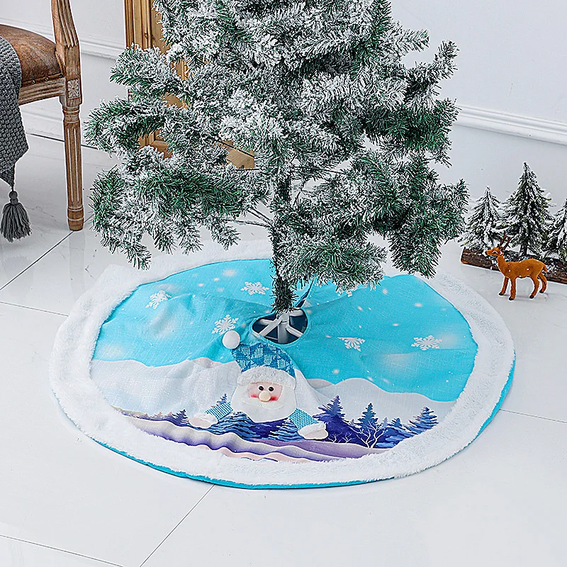

108cm New Year Christmas Tree Skirt Cute Snowman Snowflake Plush Xmas Skirt For Home Party Wedding Birthday Tree Decoration 2021