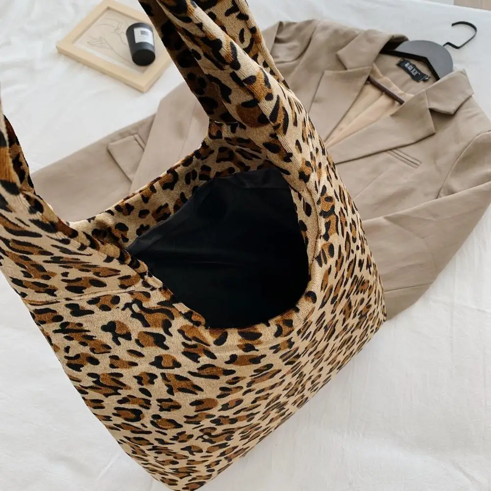 Модные шерстяные сумки-тоут с леопардовым рисунком тигра женские сумки большой
