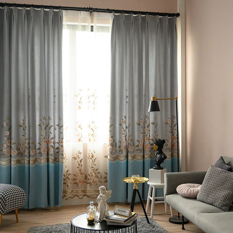 

Curtains for Living Room Dining Bedroom European-style Thick Chenille Embroidery 3D Embossed Luxury High Shading Windows