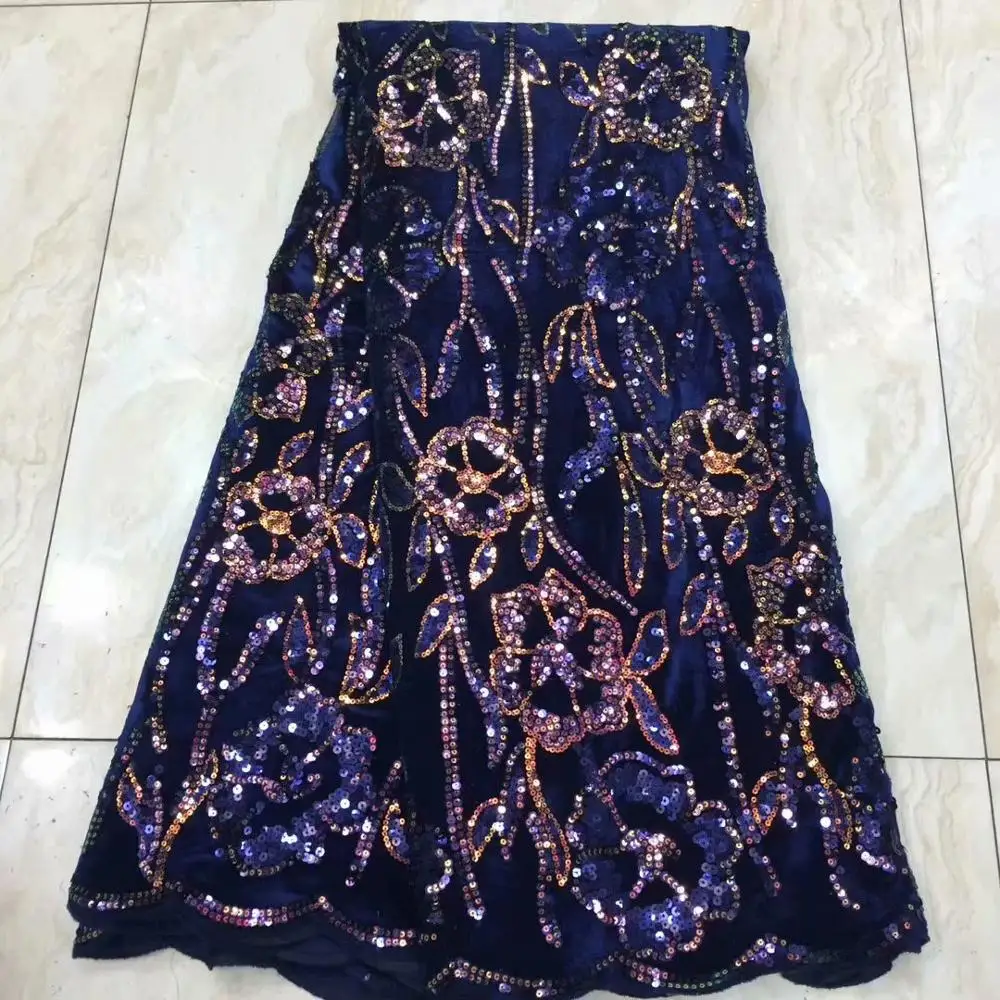 Французская кружевная ткань с пайетками бархатная высокого качества 5 ярдов