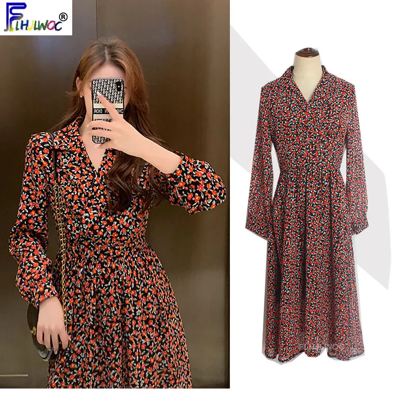 Женское винтажное платье с длинным рукавом длинное ТРАПЕЦИЕВИДНОЕ ПЛАТЬЕ С V